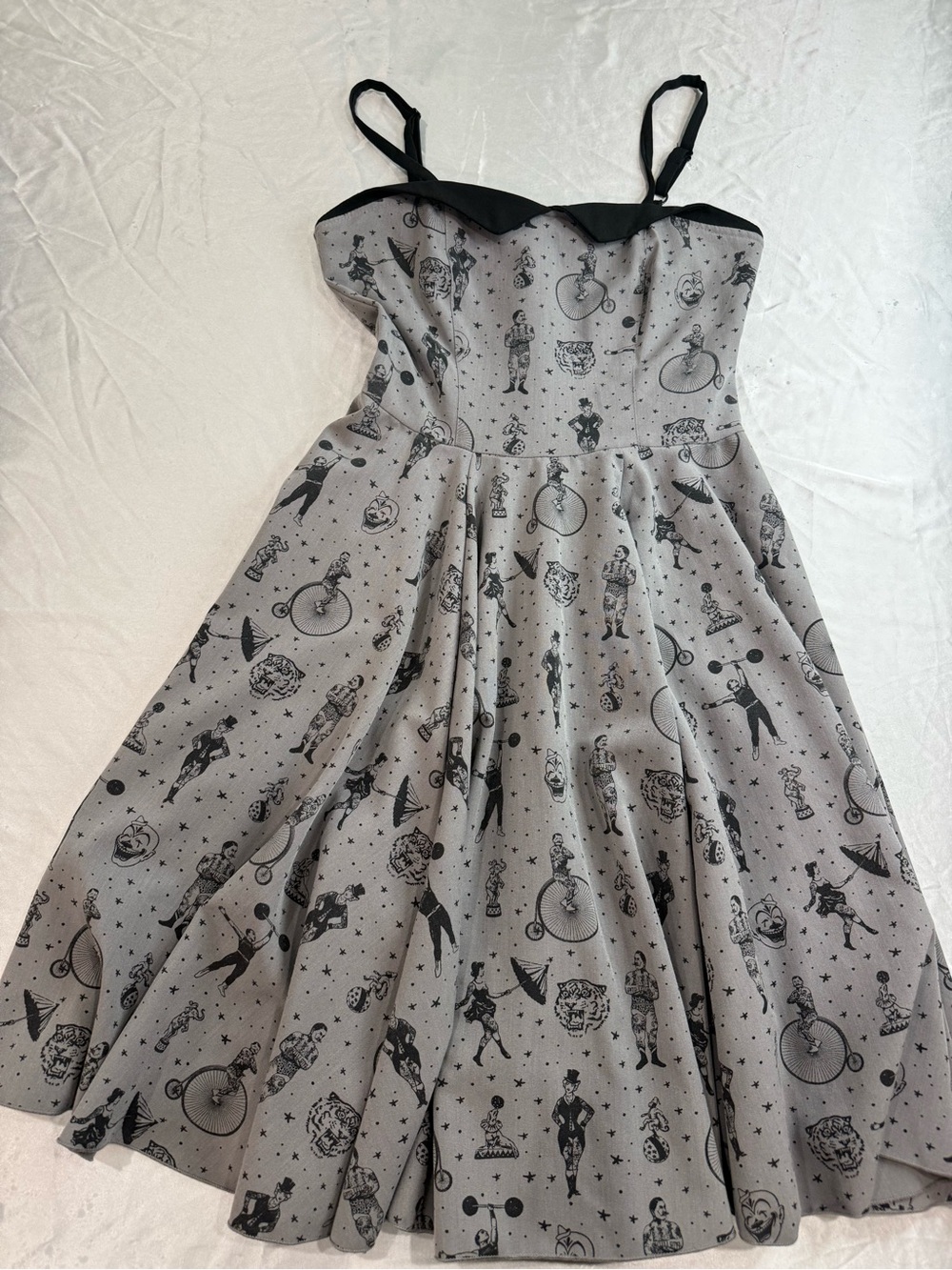 RockSteady Gray and Black Circus Print Midi Dress